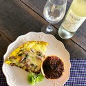 Frittata with Sausage, Estero Gold Cheese, Sausage and Asparagus paired with Prospect Cellars’ Quick Silver Sauvignon Blanc